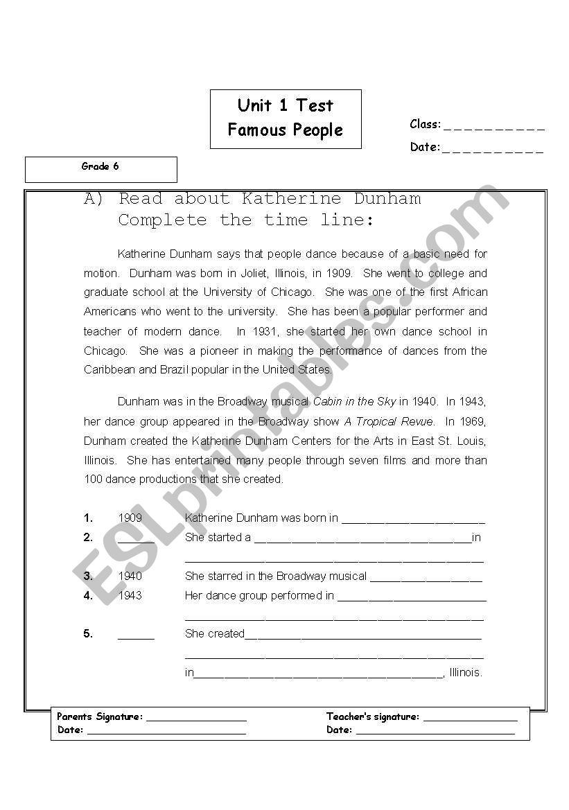 famous people worksheet