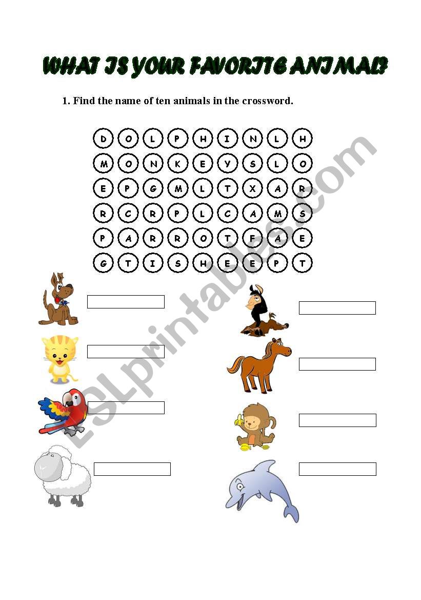 animals worksheet