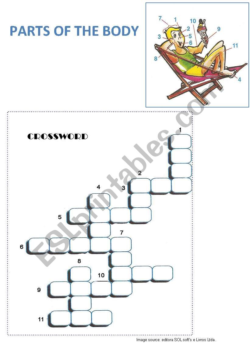 Parts of the body crossword worksheet