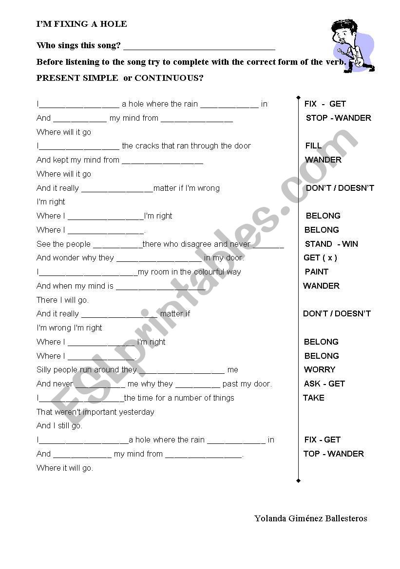 Fixing a hole worksheet