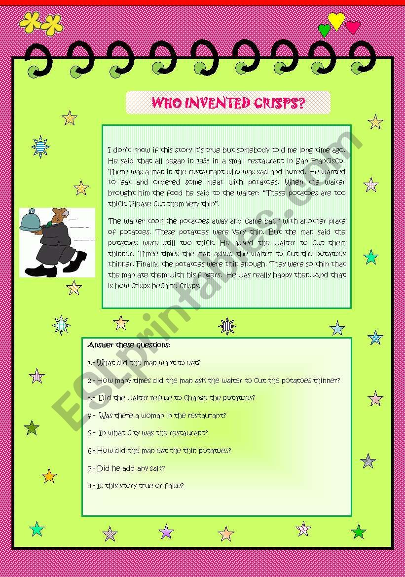 WHO INVENTED CRISPS? worksheet