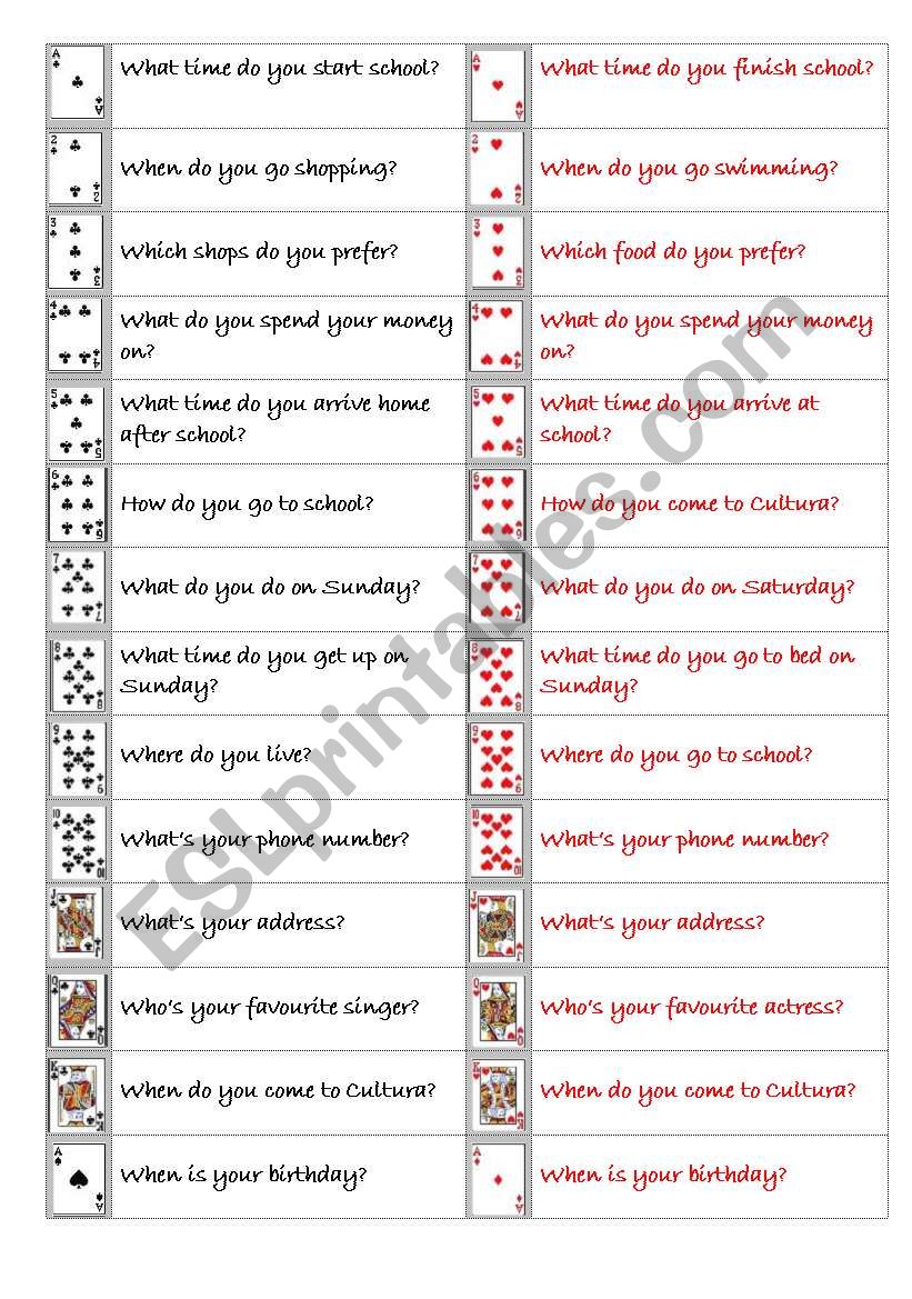 Game Cards-Simple Present worksheet