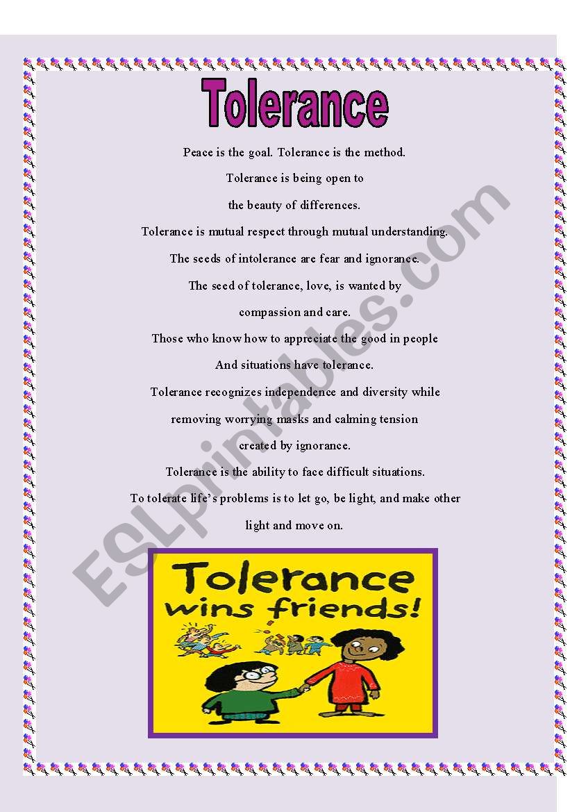 Tolerance  worksheet