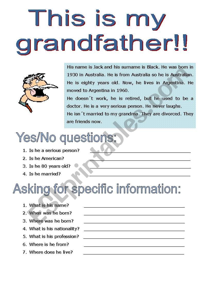 This is my grandfather worksheet
