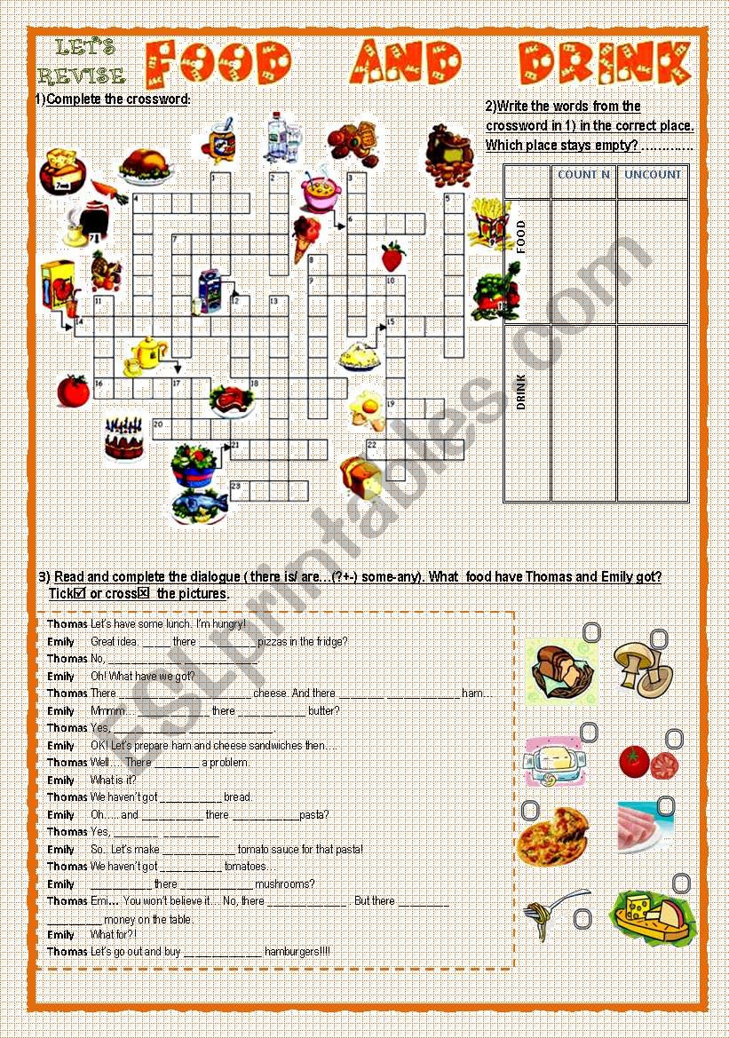 LETÂ´S REVISE: FOOD AND DRINK worksheet