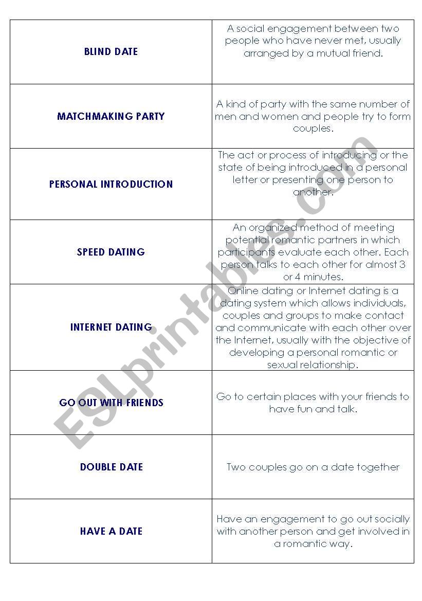 Dating worksheet