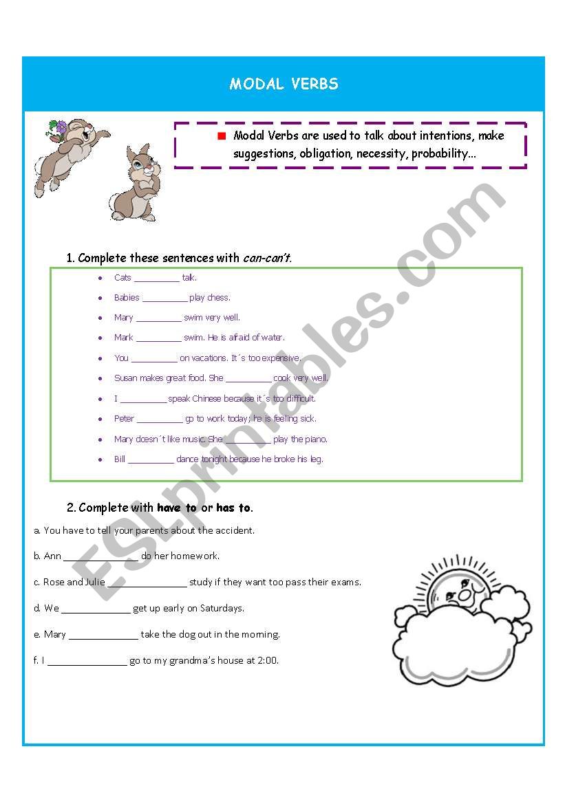 modal verbs worksheet