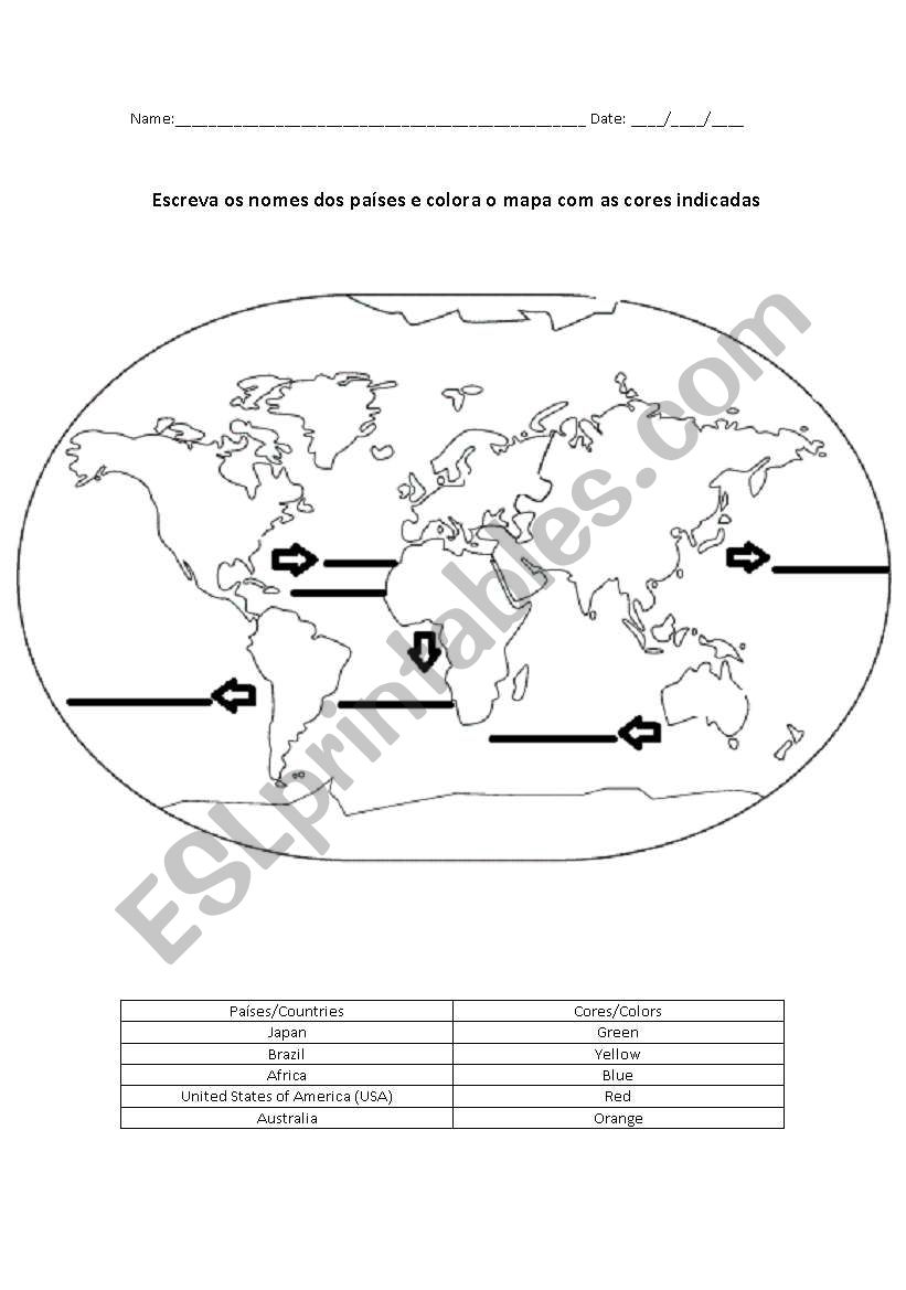 World Map worksheet