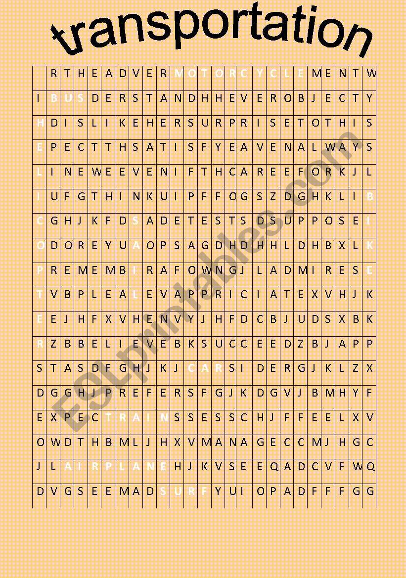 means of transportation worksheet