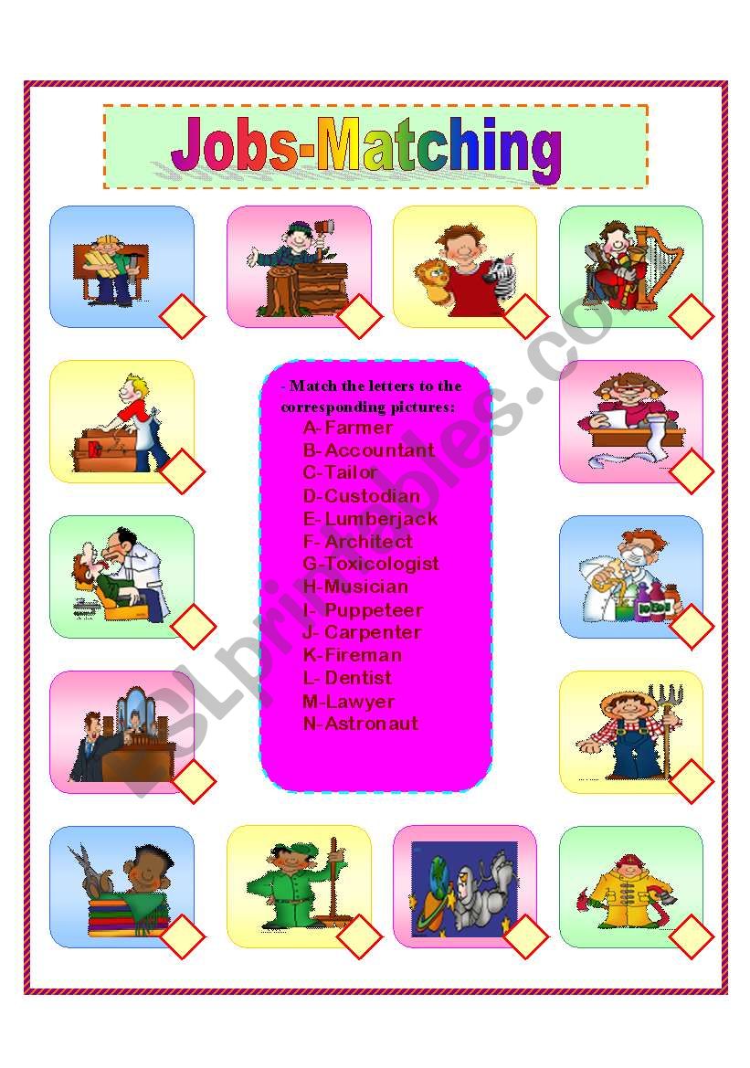 an editable poster to review occupations with your students
