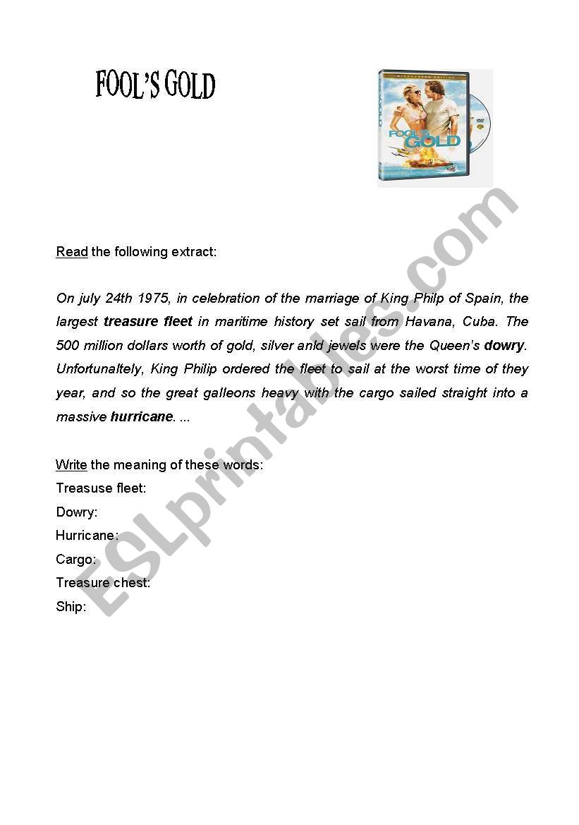 fools gold worksheet