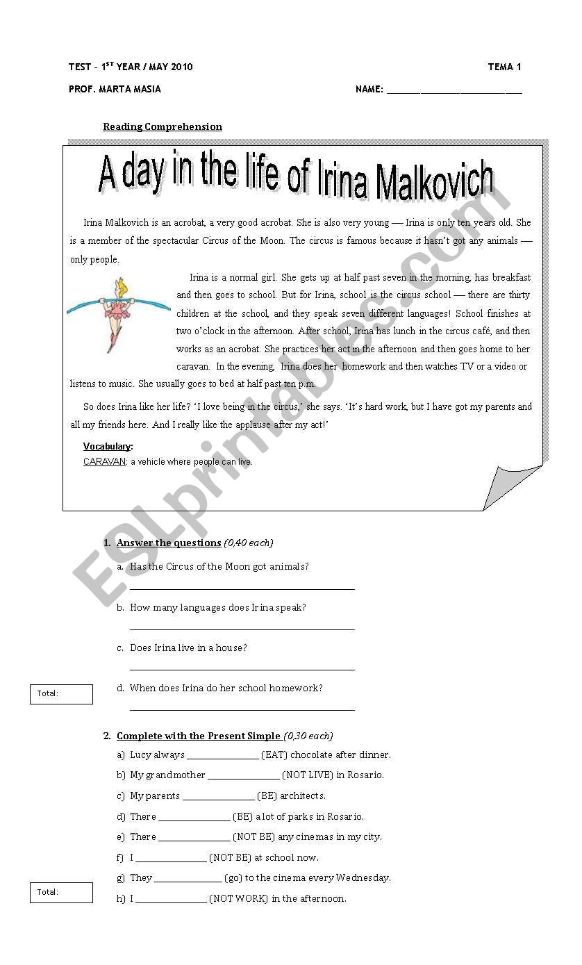 Test worksheet