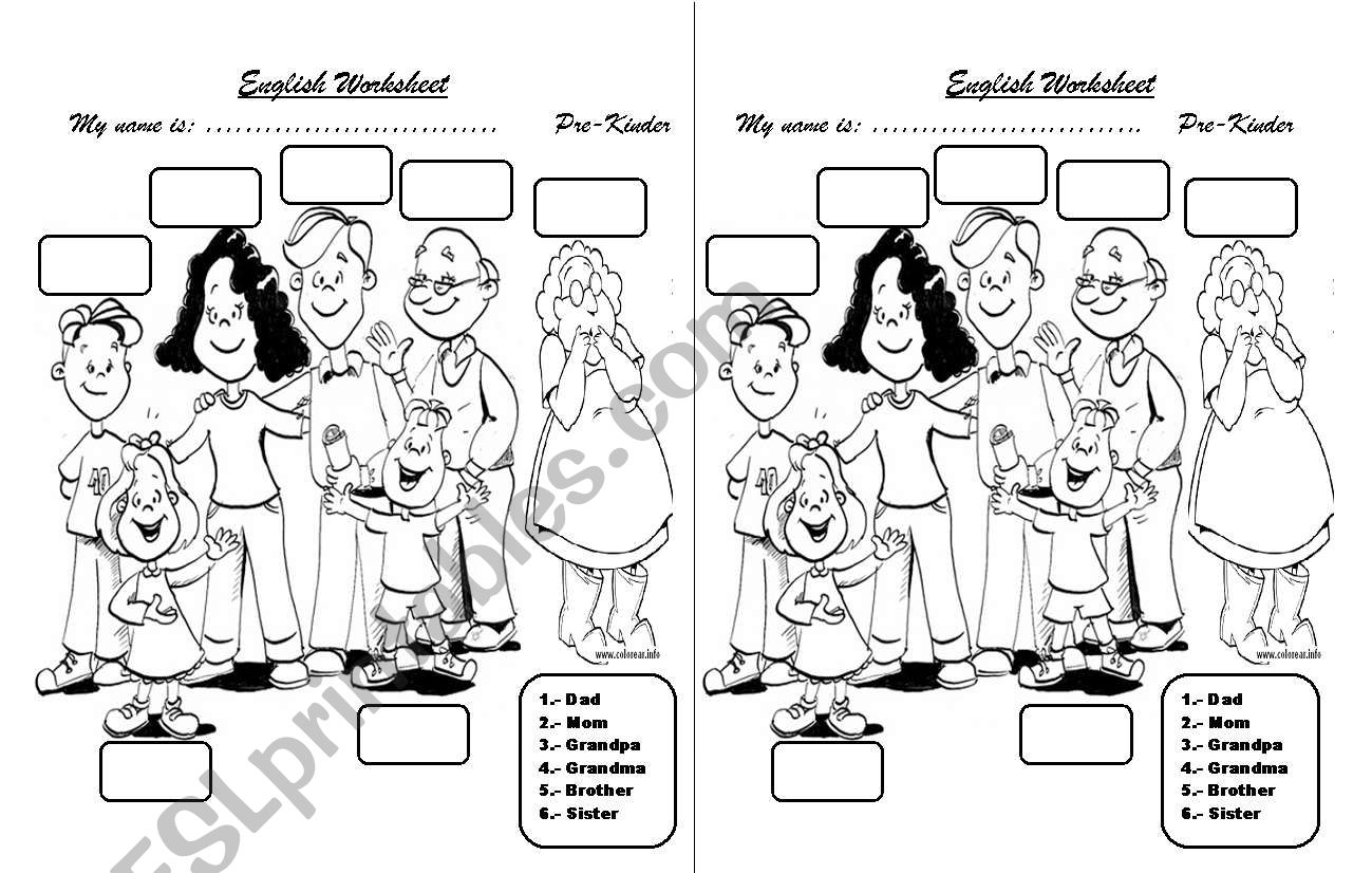 Family members worksheet worksheet