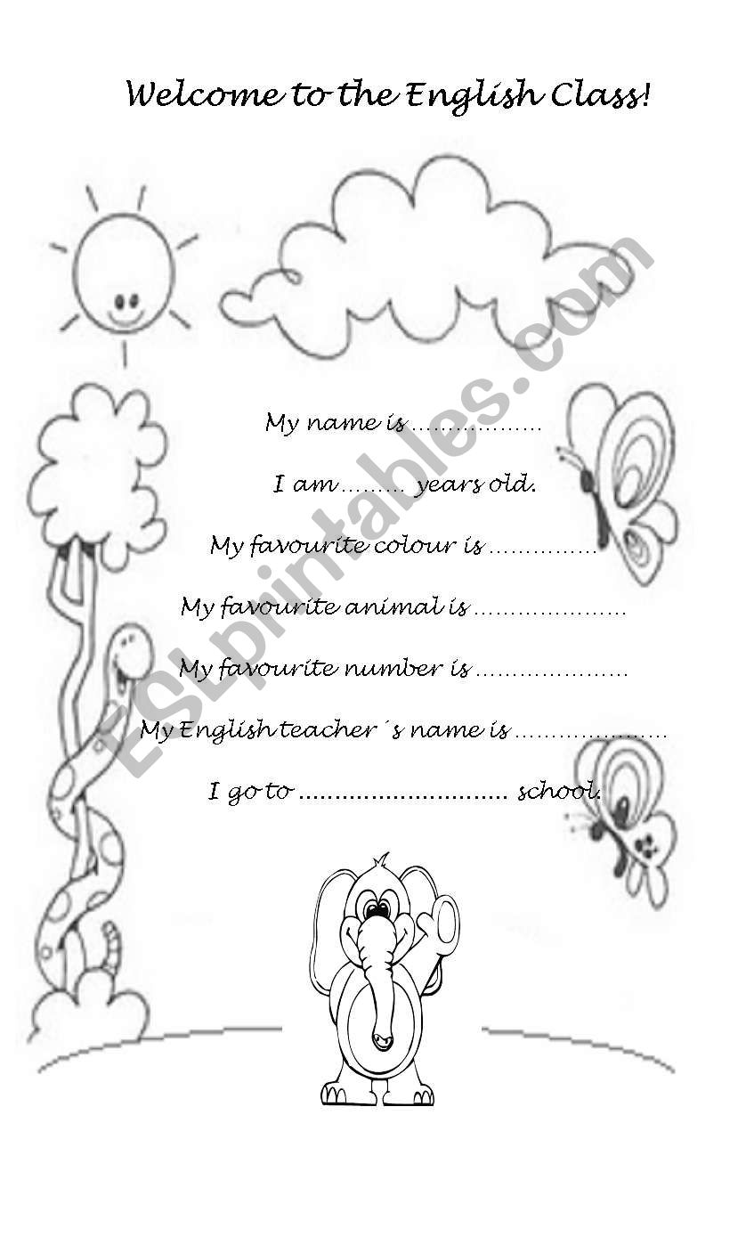 Welcome to the English Class! worksheet