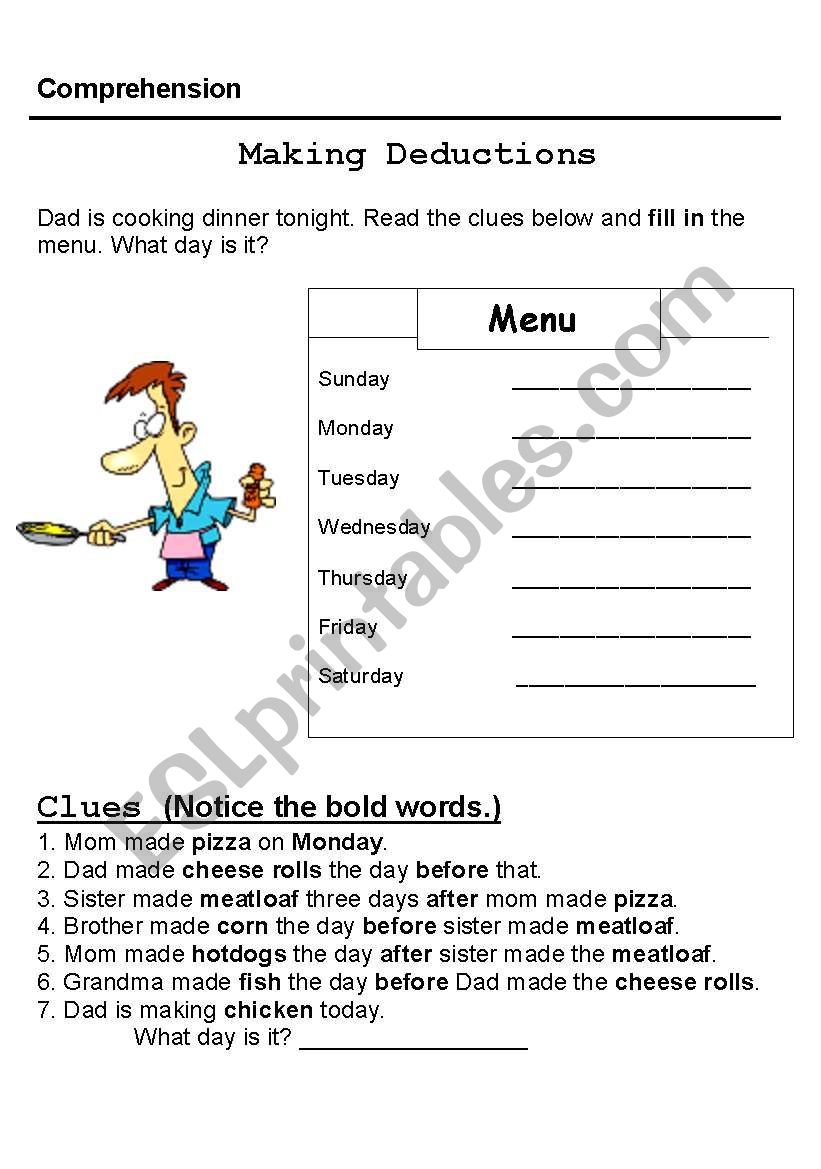 Making Deductions worksheet