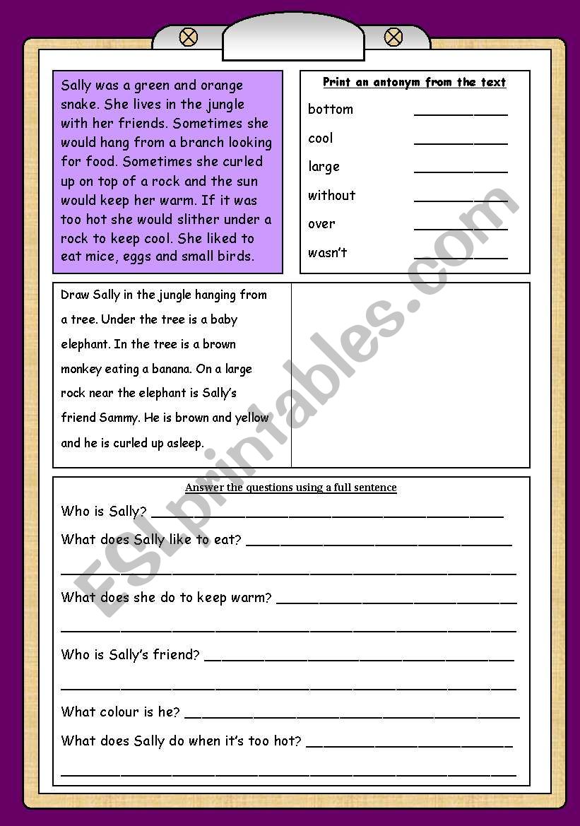 Working with words worksheet