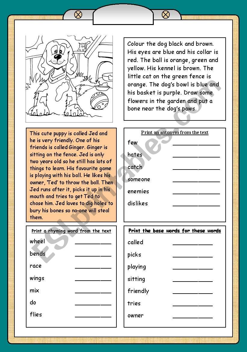 Working with words worksheet