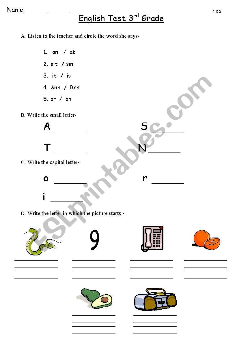 English test for young learners