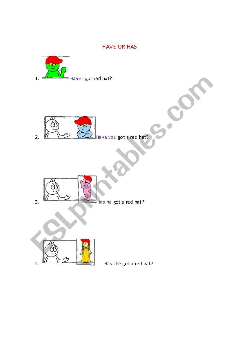 HAVE/ HAS worksheet