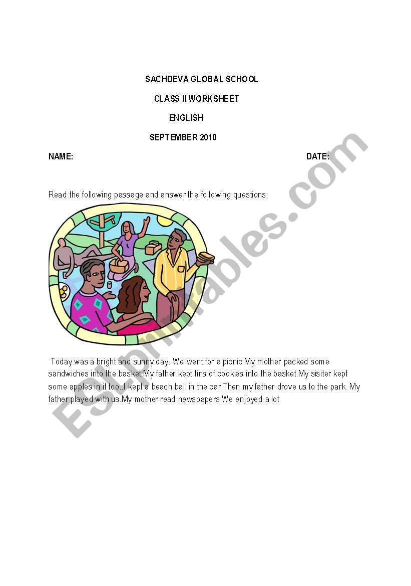 comprehension passage worksheet