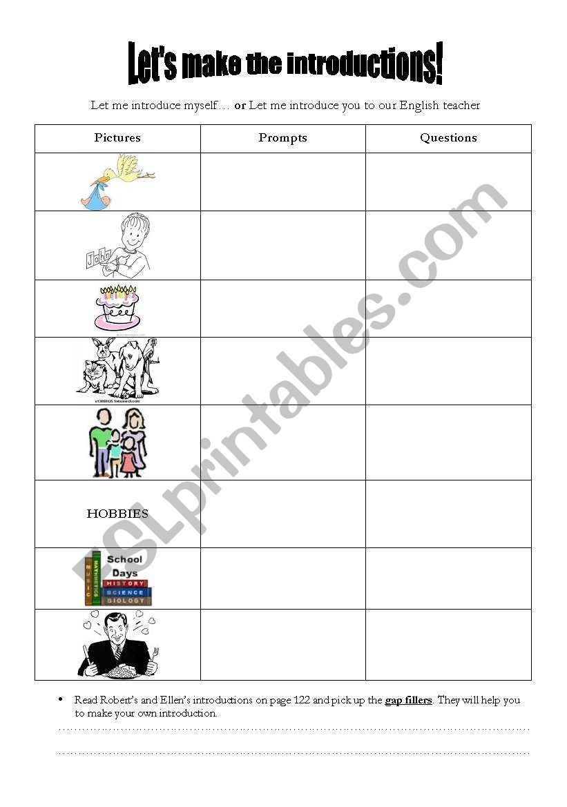 Lets make the introductions! worksheet