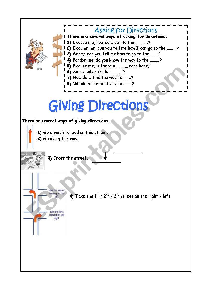 giving directions worksheet