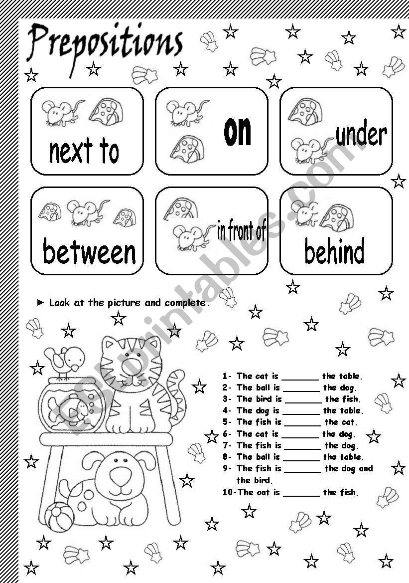 prepositions of place worksheet