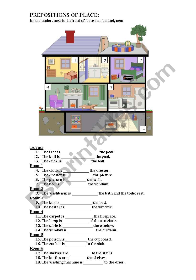 PREPOSITIONS OF PLACE worksheet