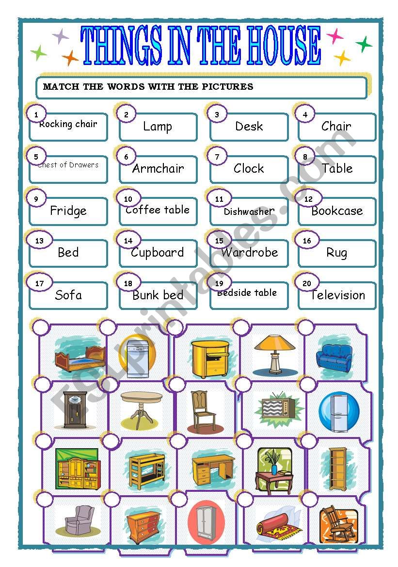 THINGS IN THE HOUSE worksheet