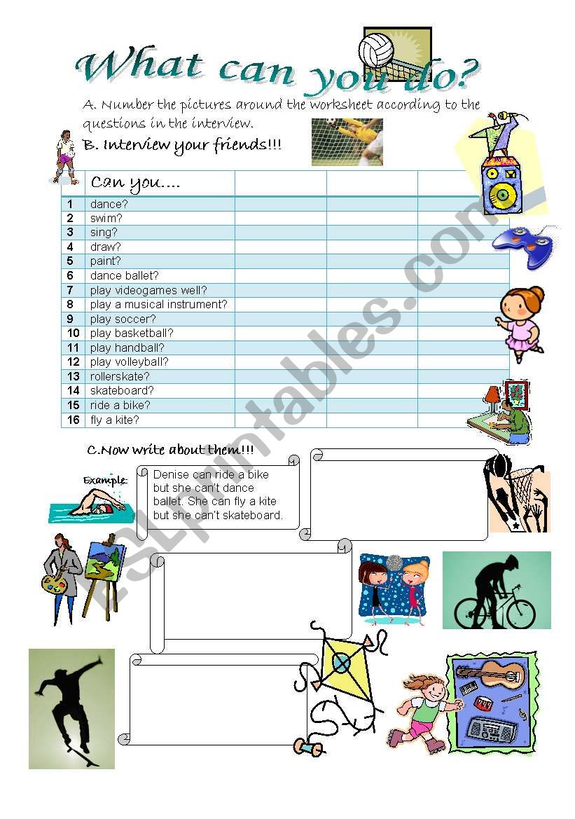 Interview - Sports /Can worksheet