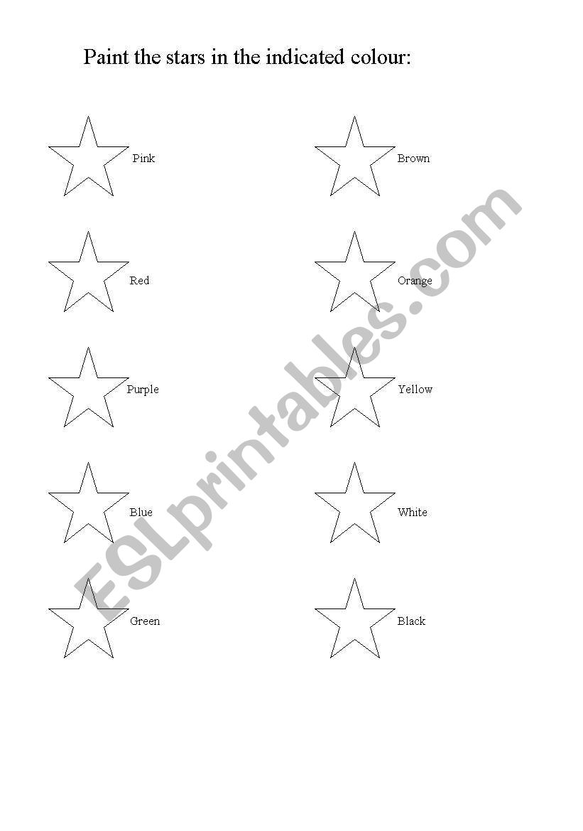 Paint the stars worksheet