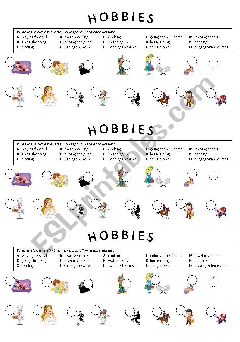 HOBBIES worksheet