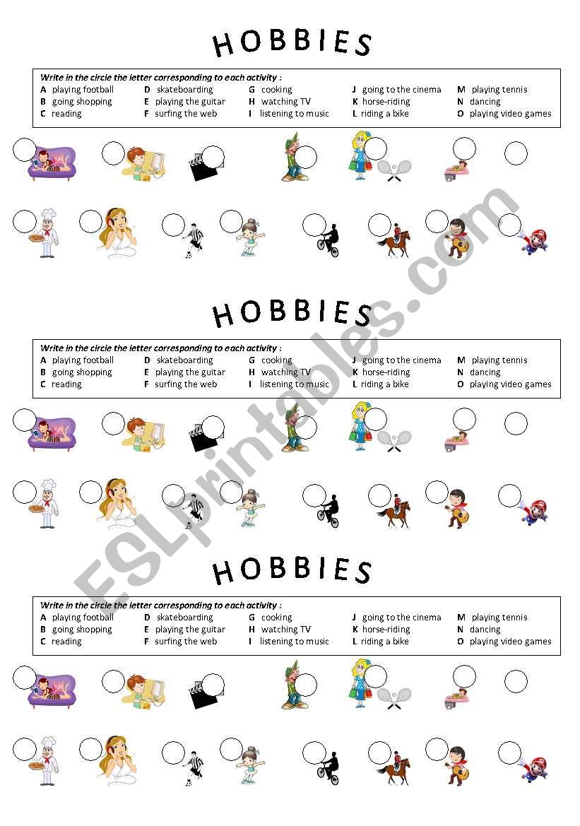 HOBBIES worksheet