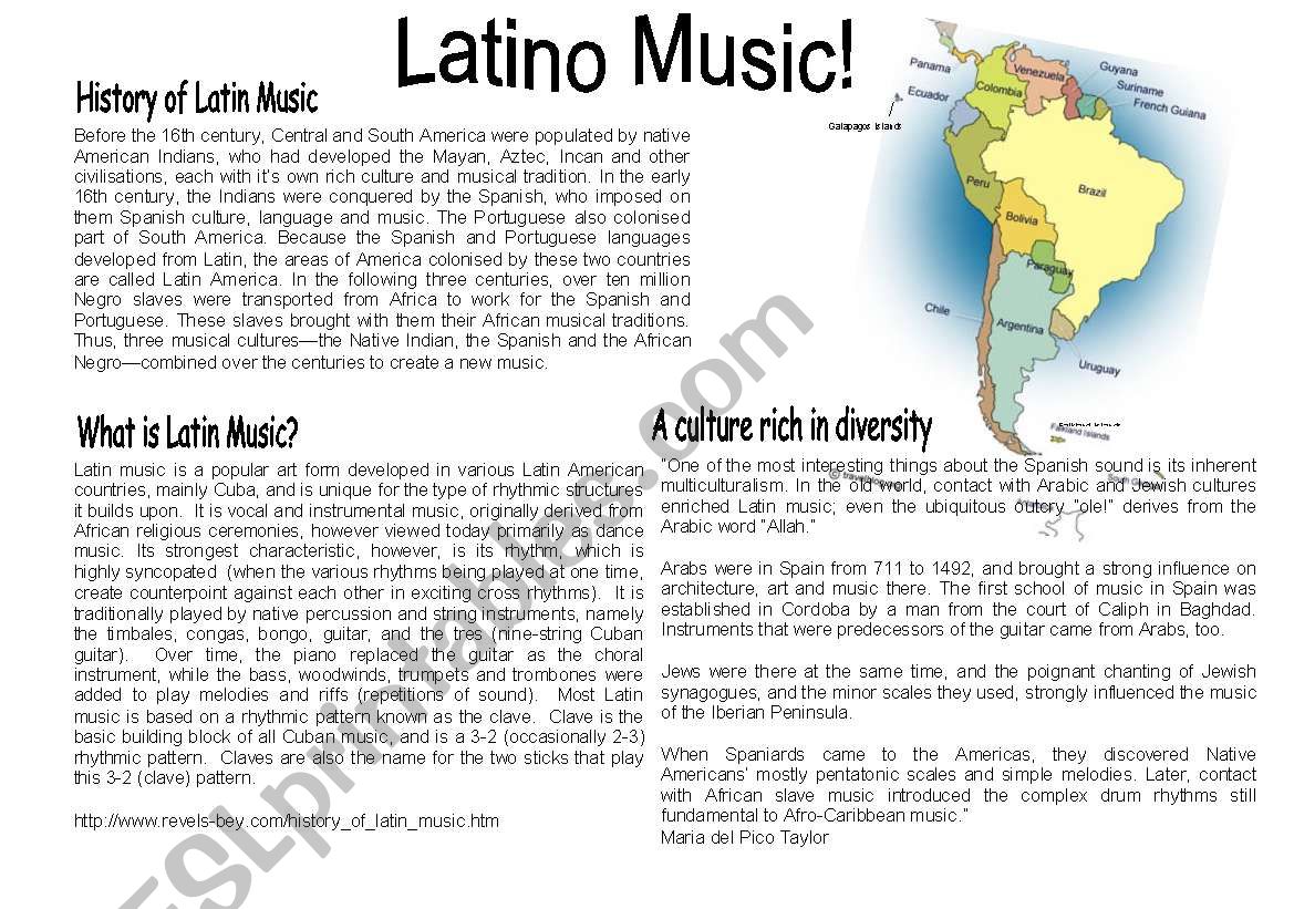 Latin American Music worksheet