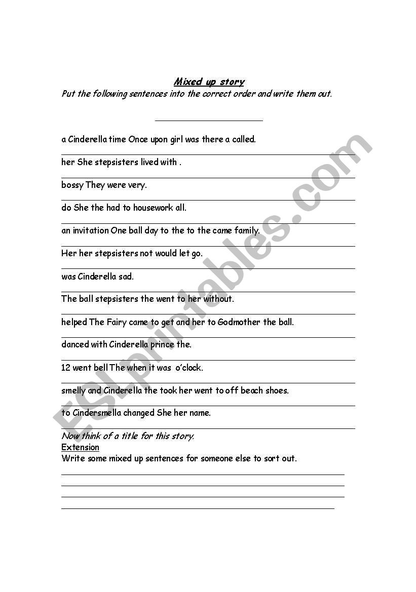 Mixed up story worksheet