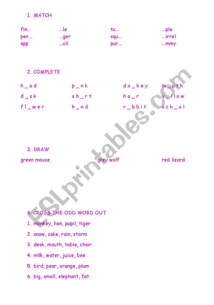 test for the first graders worksheet