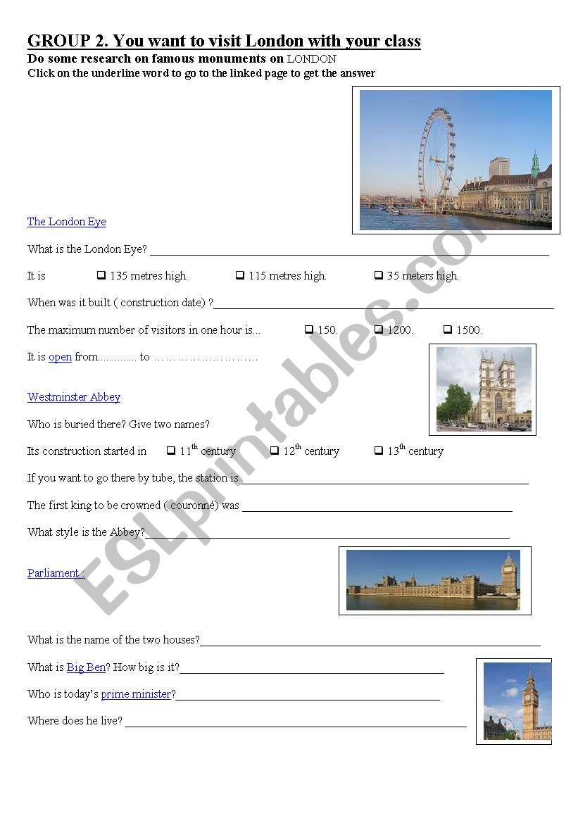 A virtual visit to London 2 worksheet