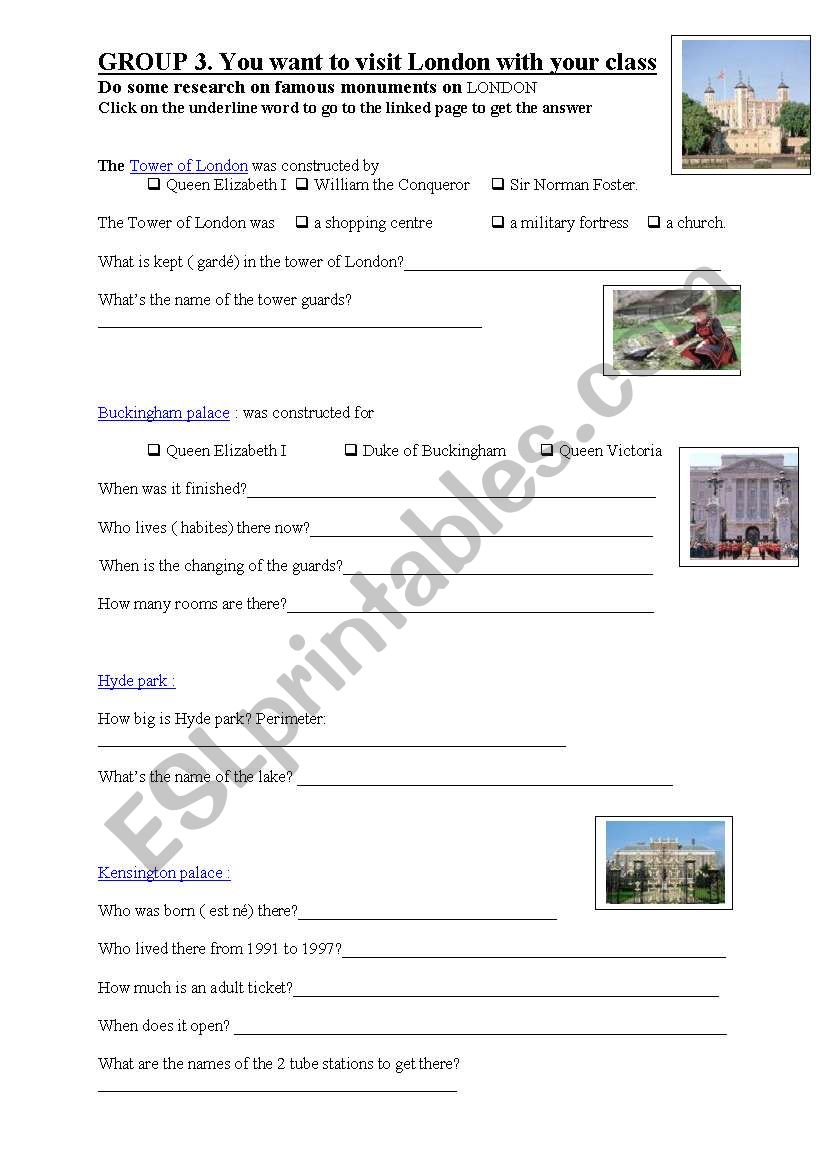 A virtual visit to London worksheet