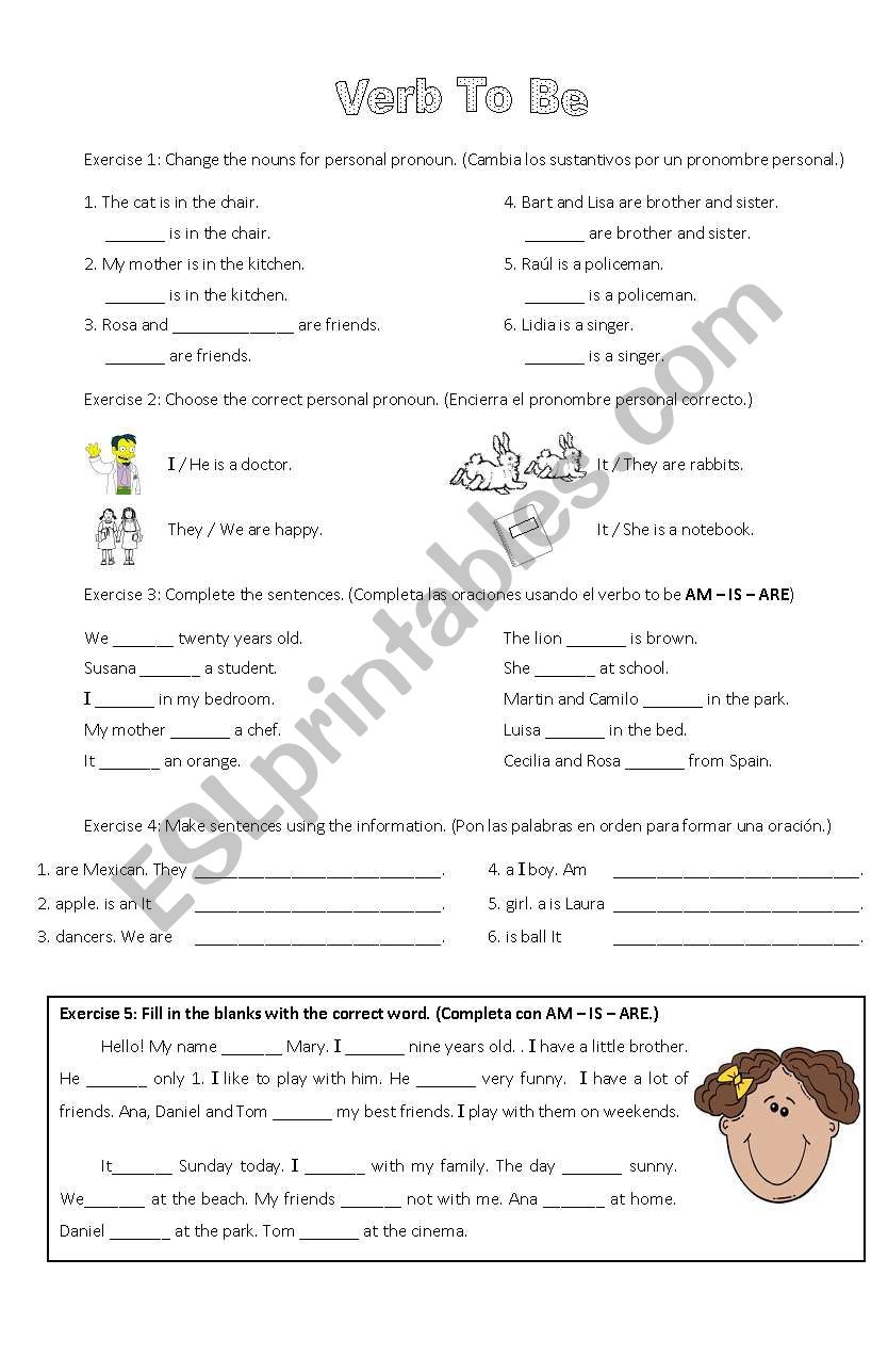 VERB TO BE worksheet