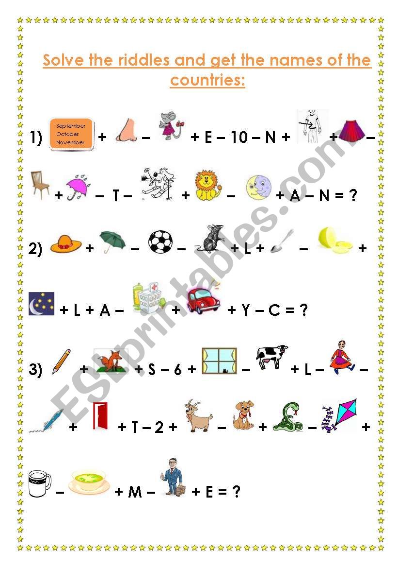 Riddles worksheet