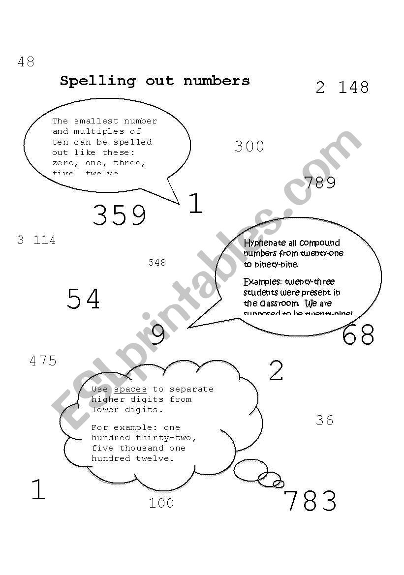 Spelling out numbers worksheet