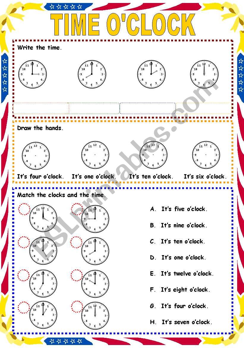 Time oÂ´clock worksheet