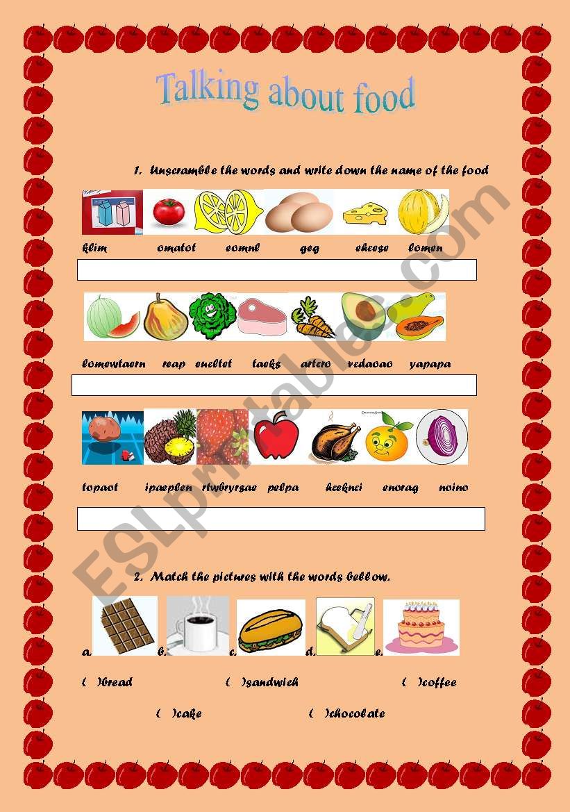 talking about food!!! - ESL worksheet by renata faustino