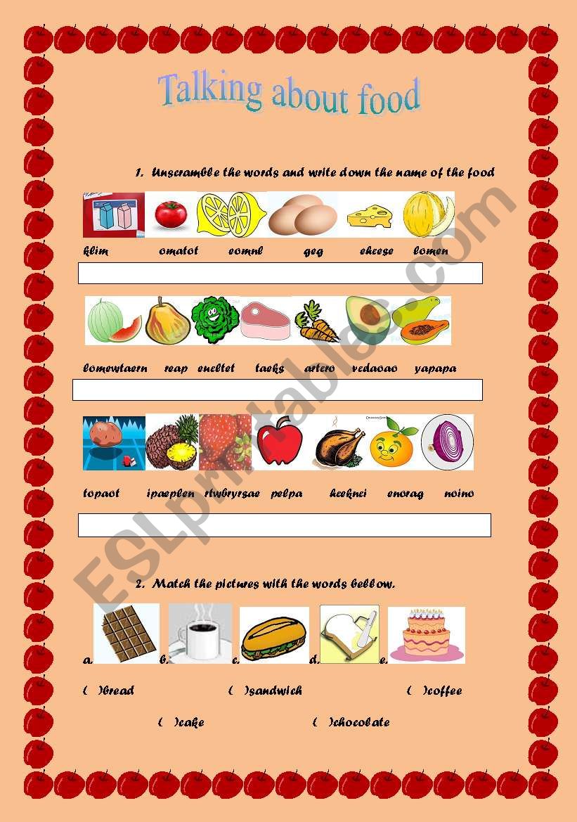 talking about food!!! worksheet