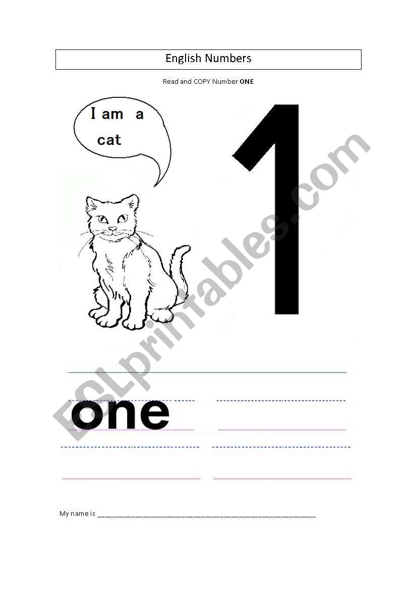  Number One worksheet