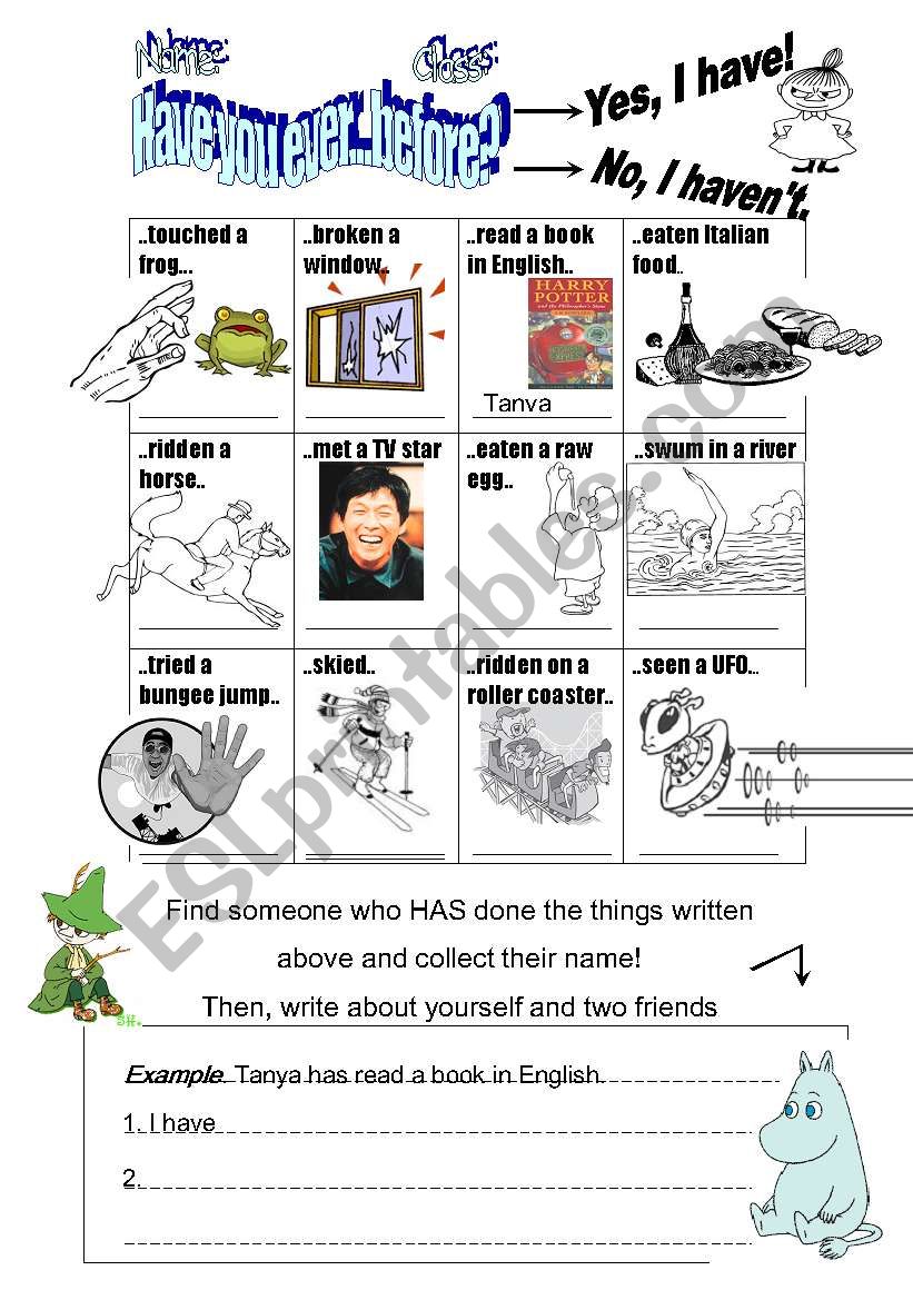 Have you ever...before? worksheet