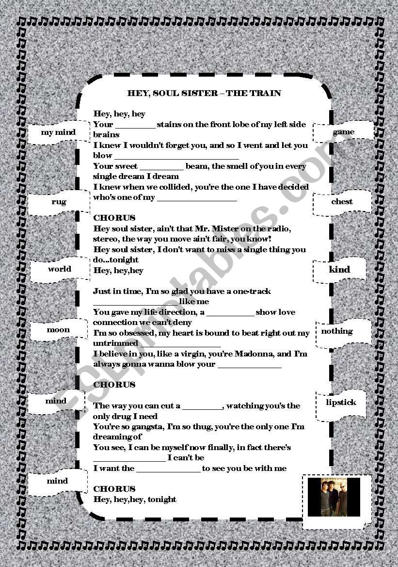 Hey, soul sister - the train worksheet