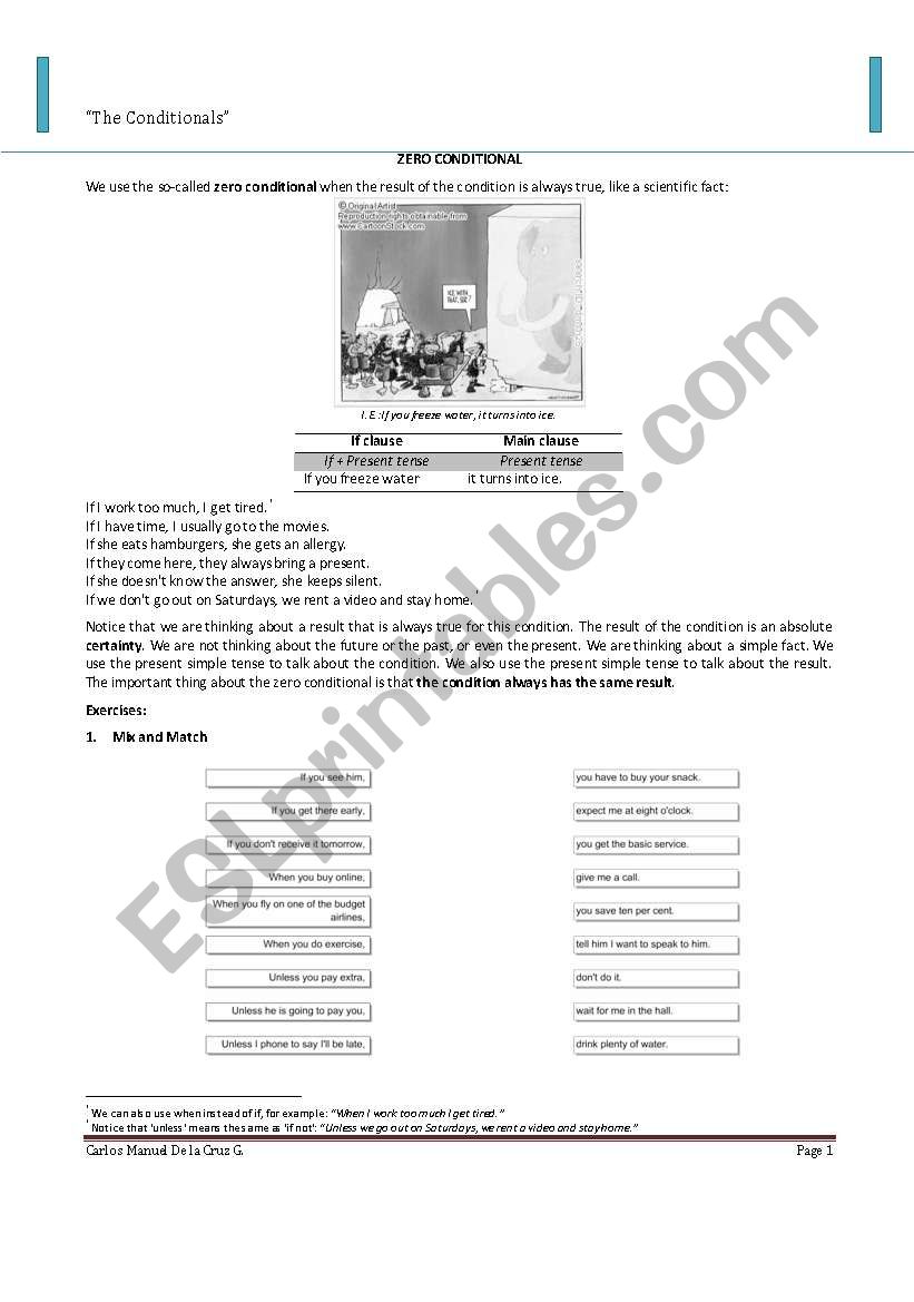 The Zero Conditional worksheet
