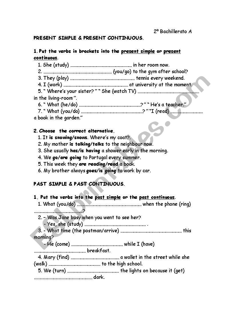 tense review worksheet