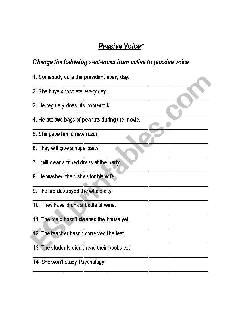 Passive Voice worksheet